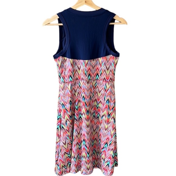 Title Nine Hillary’s Mesh Magic Chevron Colorful Dress. Fit & Flare S Like New - Picture 6 of 6